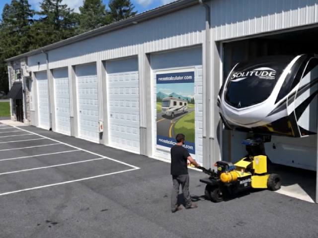 Putting an RV into storage facility